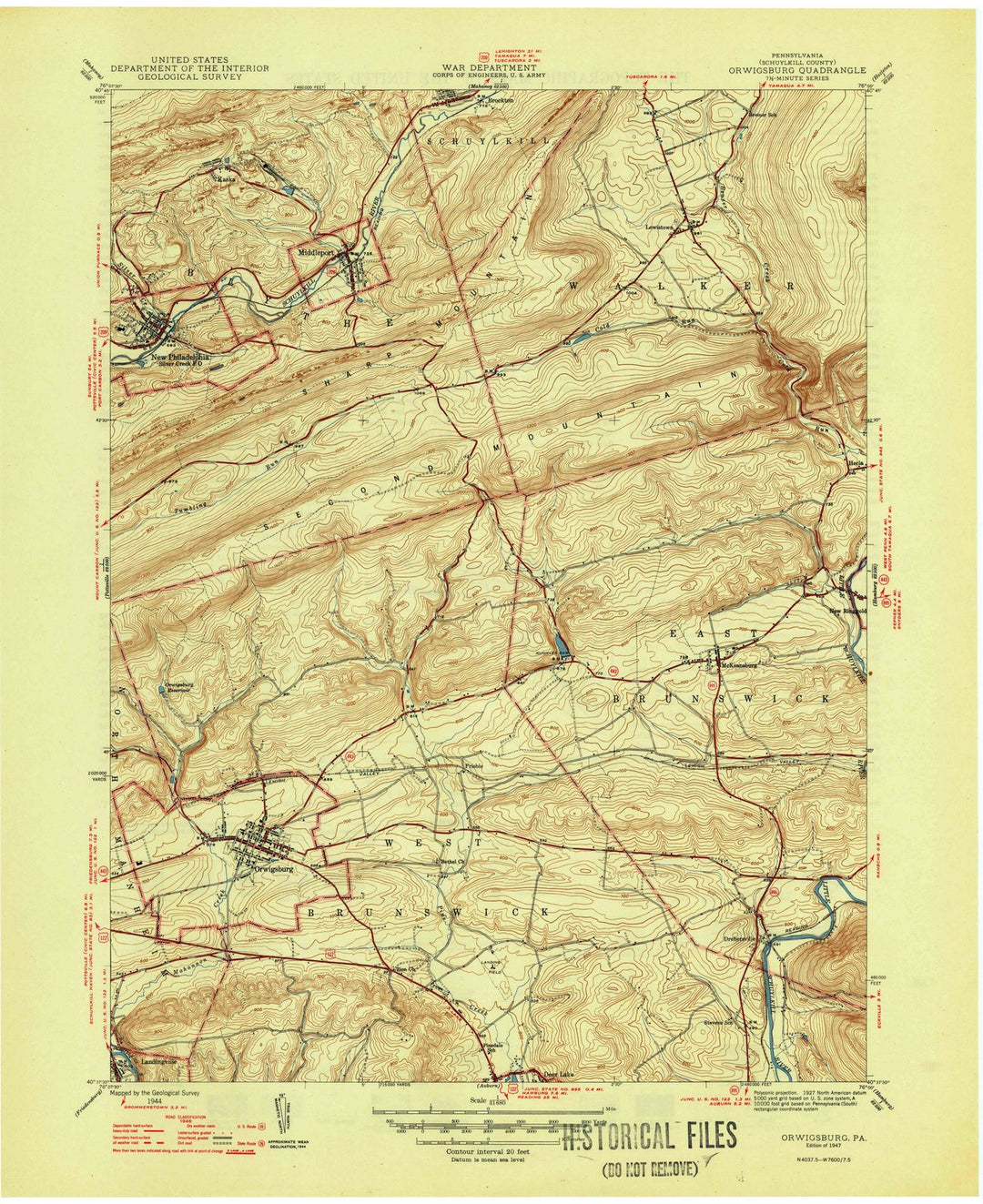 1947 Orwigsburg, PA - Pennsylvania - USGS Topographic Map