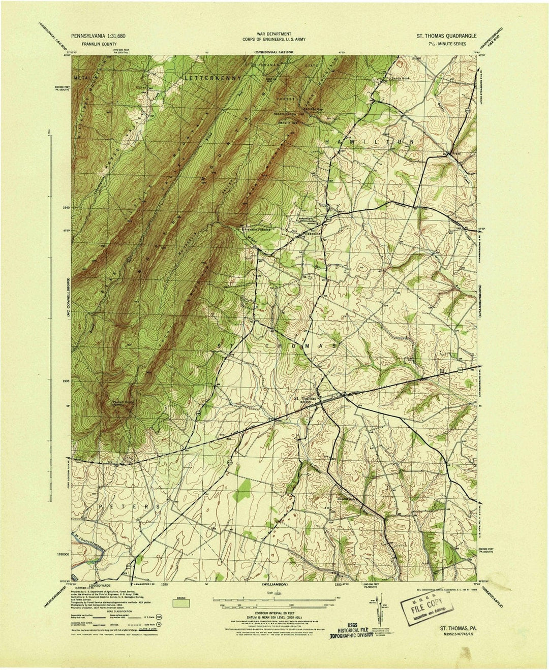 1944 St Thomas, PA - Pennsylvania - USGS Topographic Map v2