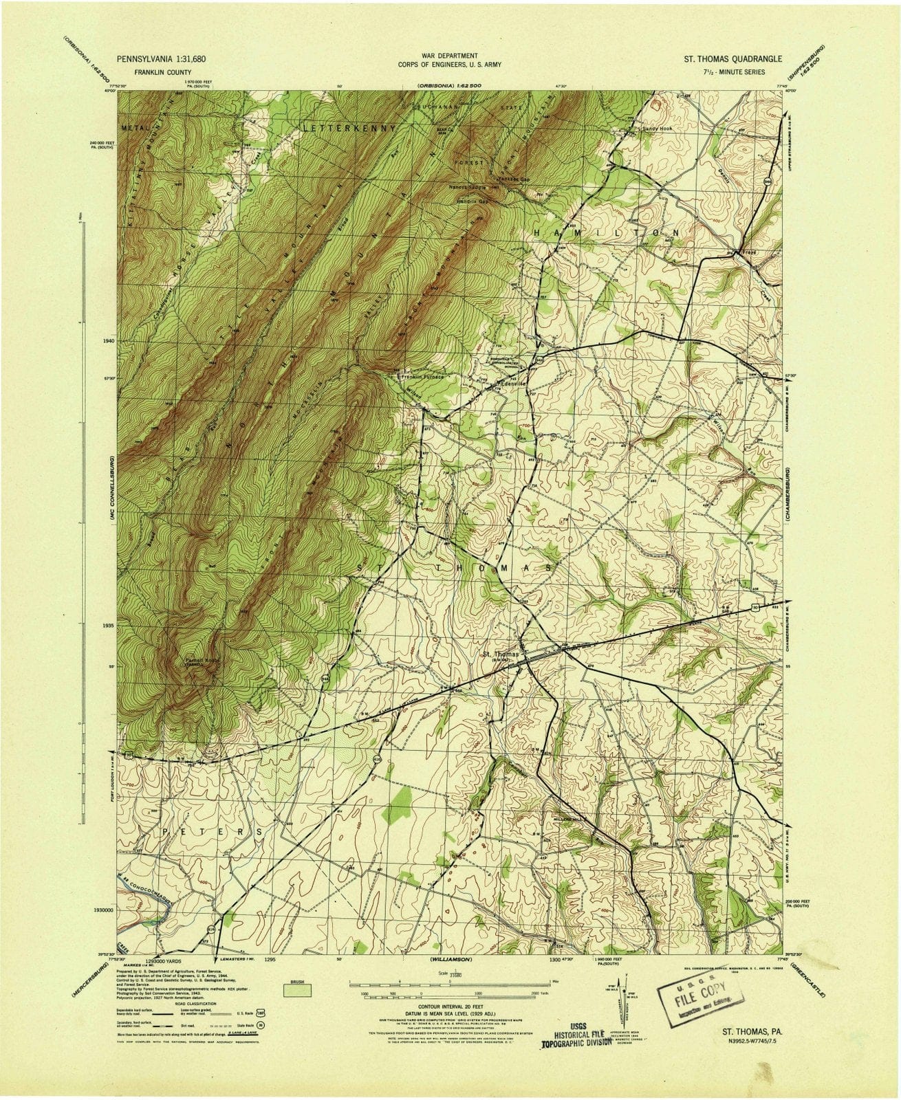 1944 St Thomas, PA - Pennsylvania - USGS Topographic Map v2