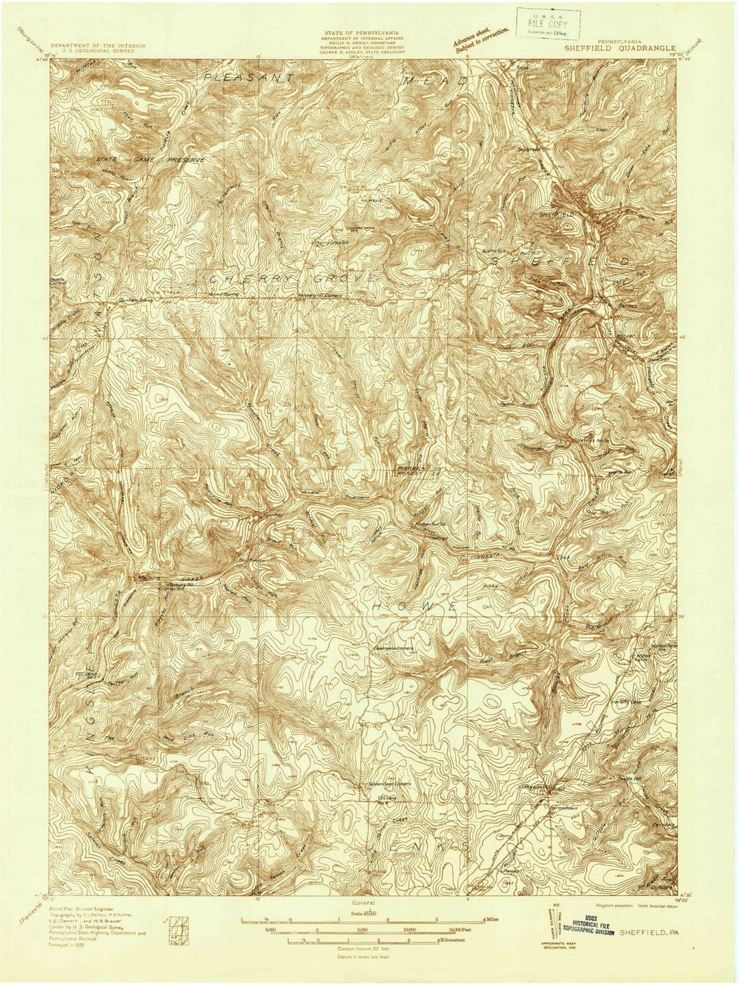 1935 Sheffield, PA - Pennsylvania - USGS Topographic Map