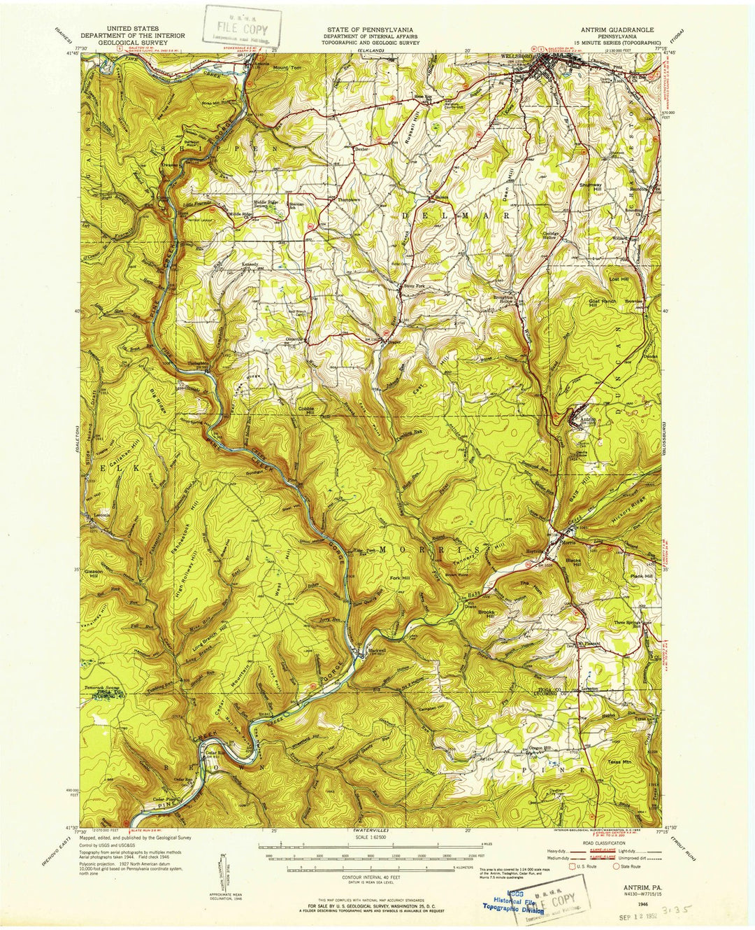 1946 Antrim, PA - Pennsylvania - USGS Topographic Map v2
