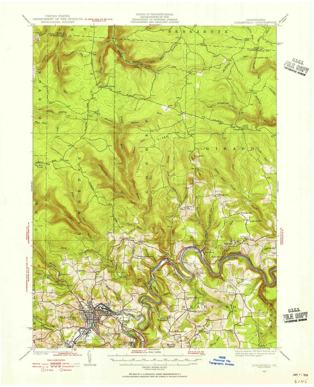1929 Clearfield, PA - Pennsylvania - USGS Topographic Map
