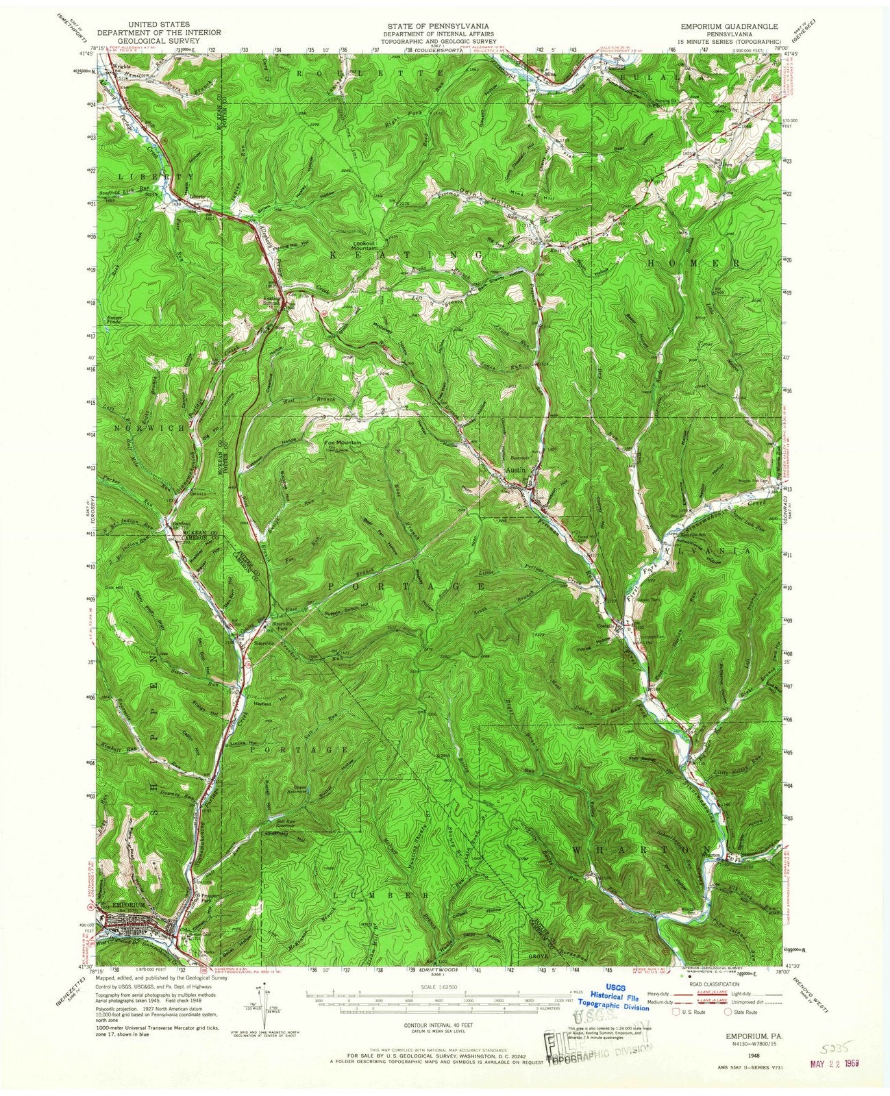 1948 Emporium, PA - Pennsylvania - USGS Topographic Map v2