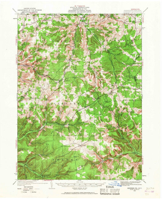 1932 Genesee, PA - Pennsylvania - USGS Topographic Map