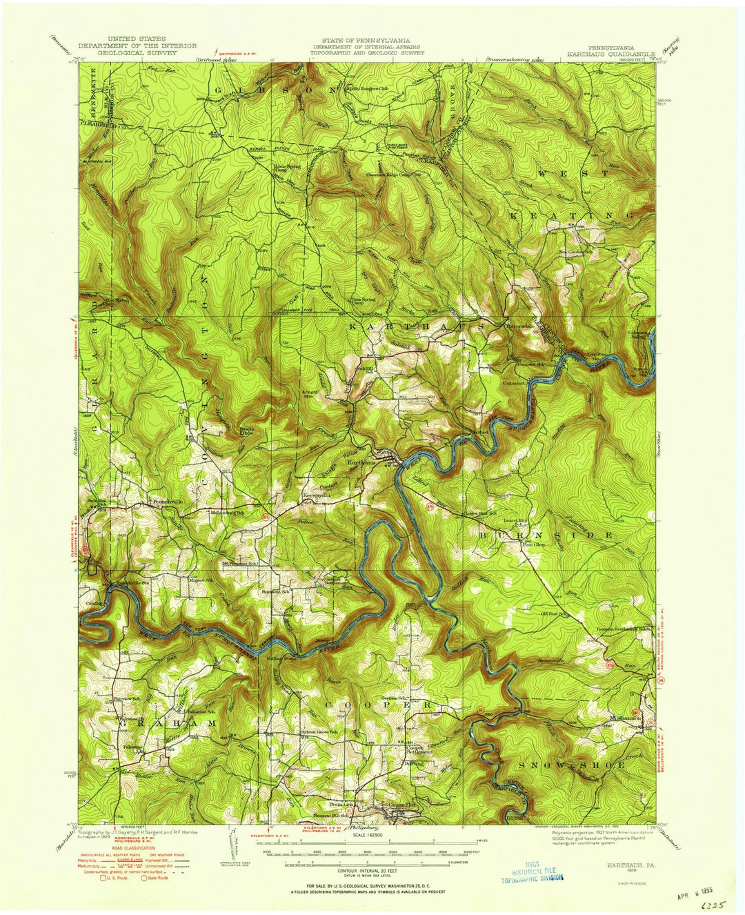 1929 Karthaus, PA - Pennsylvania - USGS Topographic Map