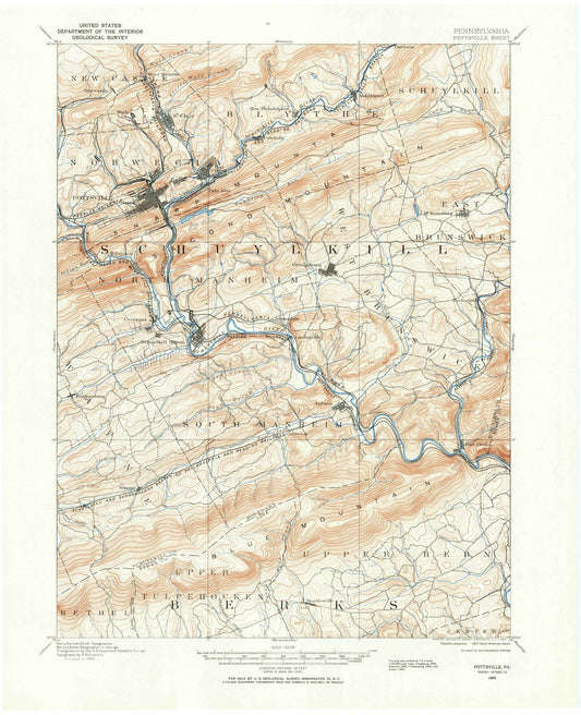 1889 Pottsville, PA - Pennsylvania - USGS Topographic Map