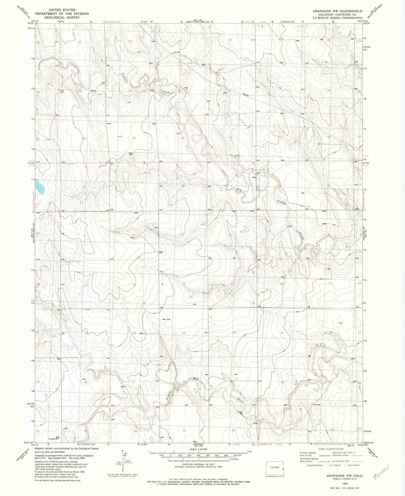 1982 Arapahoe, CO - Colorado - USGS Topographic Map
