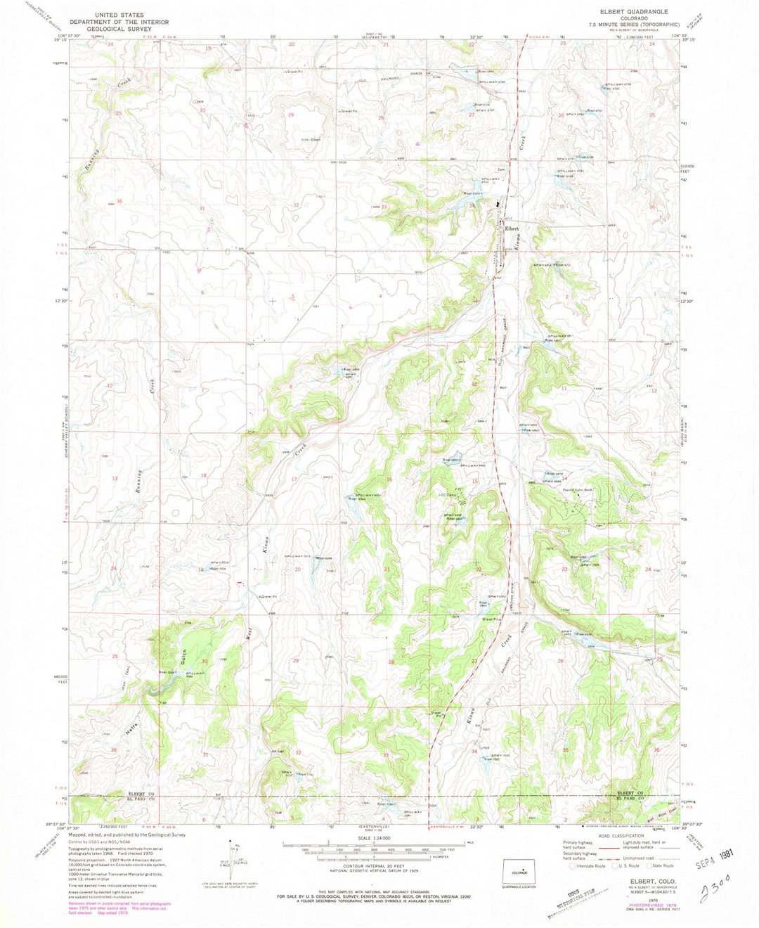 1970 Elbert, CO - Colorado - USGS Topographic Map