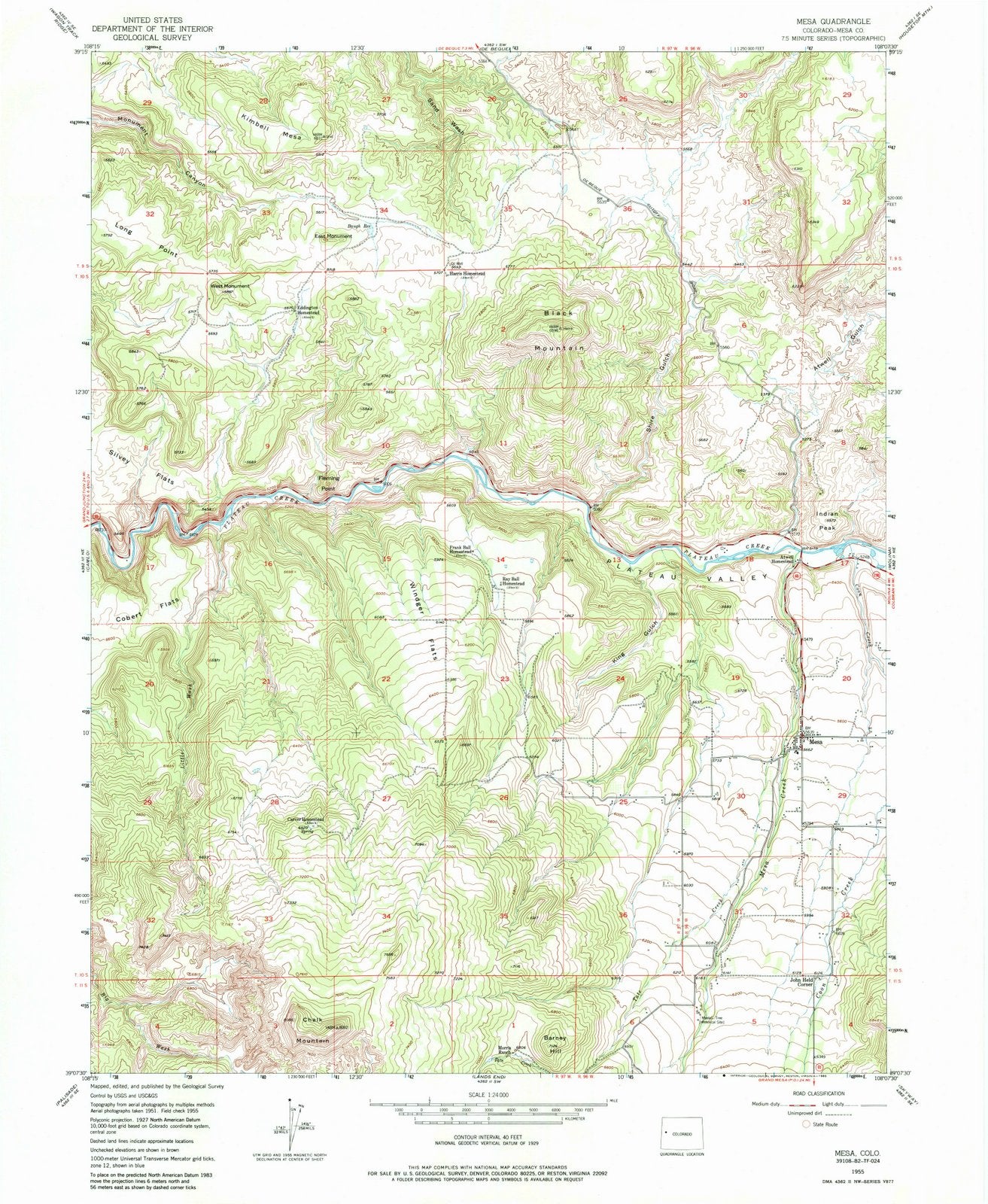 1955 Mesa, CO - Colorado - USGS Topographic Map