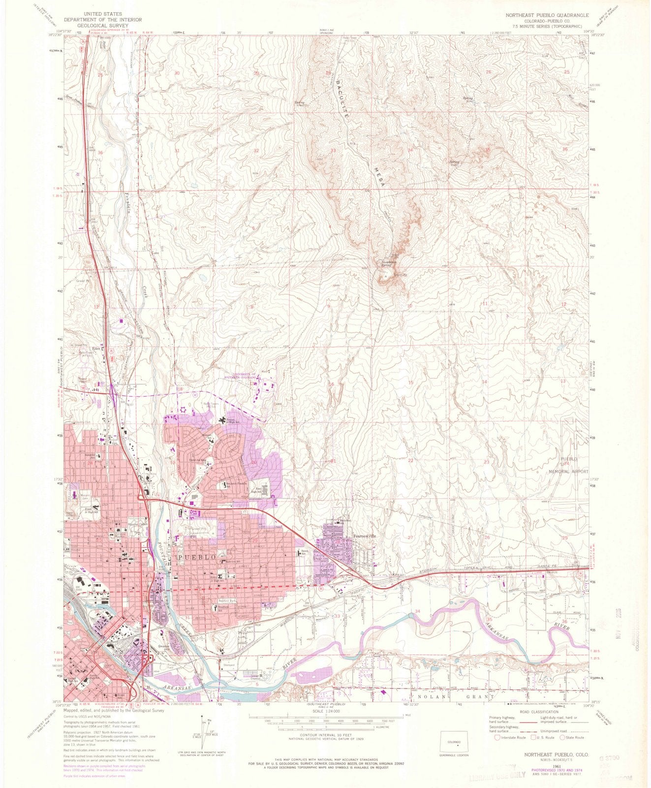 1961 Northeast Pueblo, CO - Colorado - USGS Topographic Map