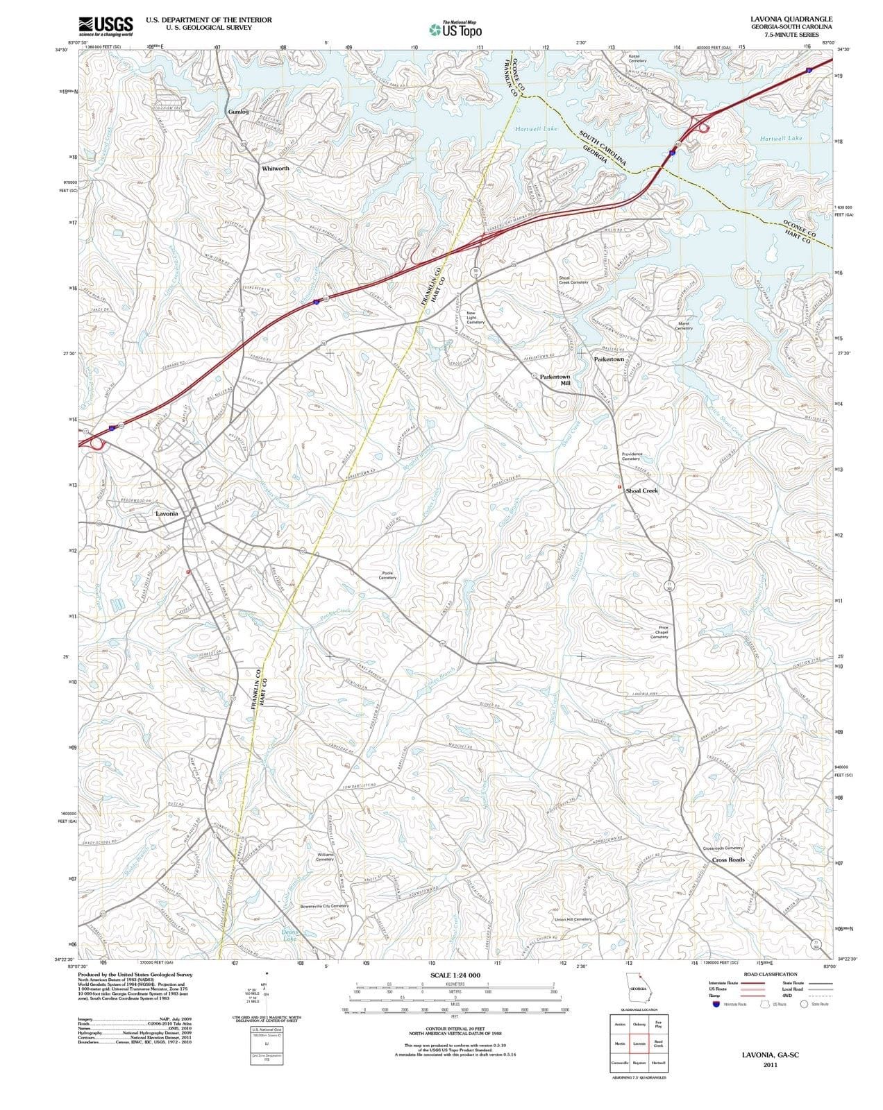 2011 Lavonia, GA - Georgia - USGS Topographic Map