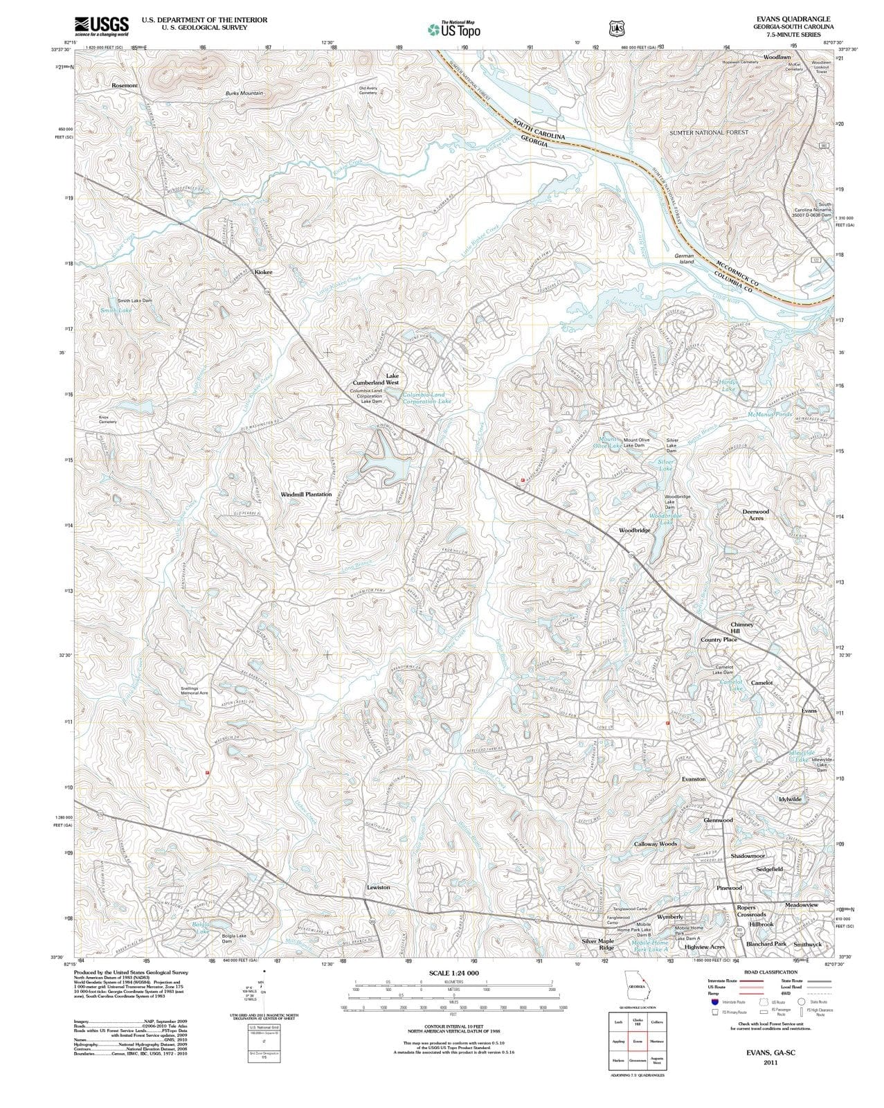 2011 Evans, GA - Georgia - USGS Topographic Map