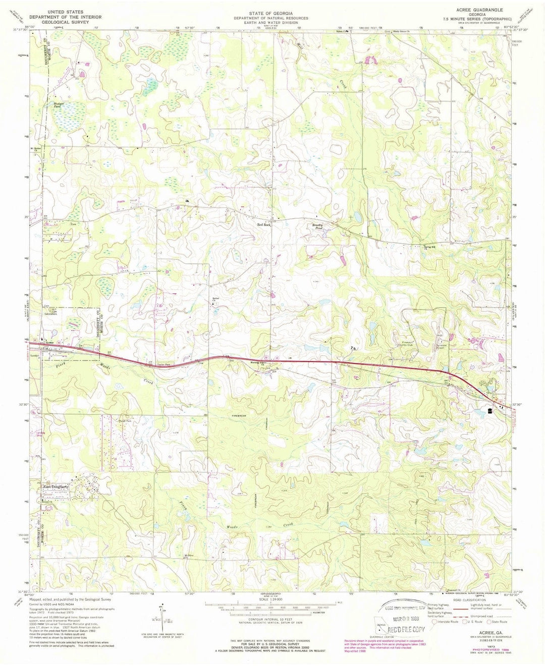 1973 Acree, GA - Georgia - USGS Topographic Map