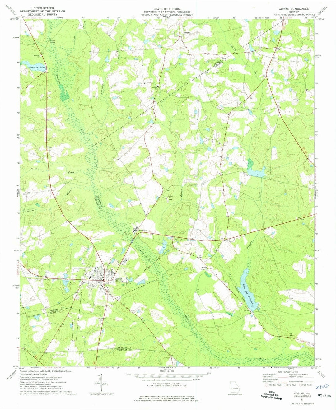 1974 Adrian, GA - Georgia - USGS Topographic Map