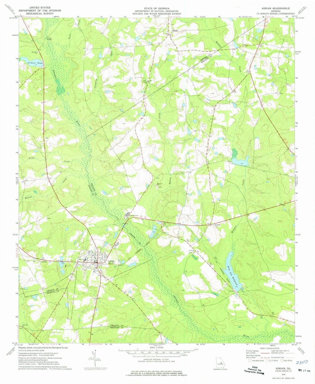 1974 Adrian, GA - Georgia - USGS Topographic Map