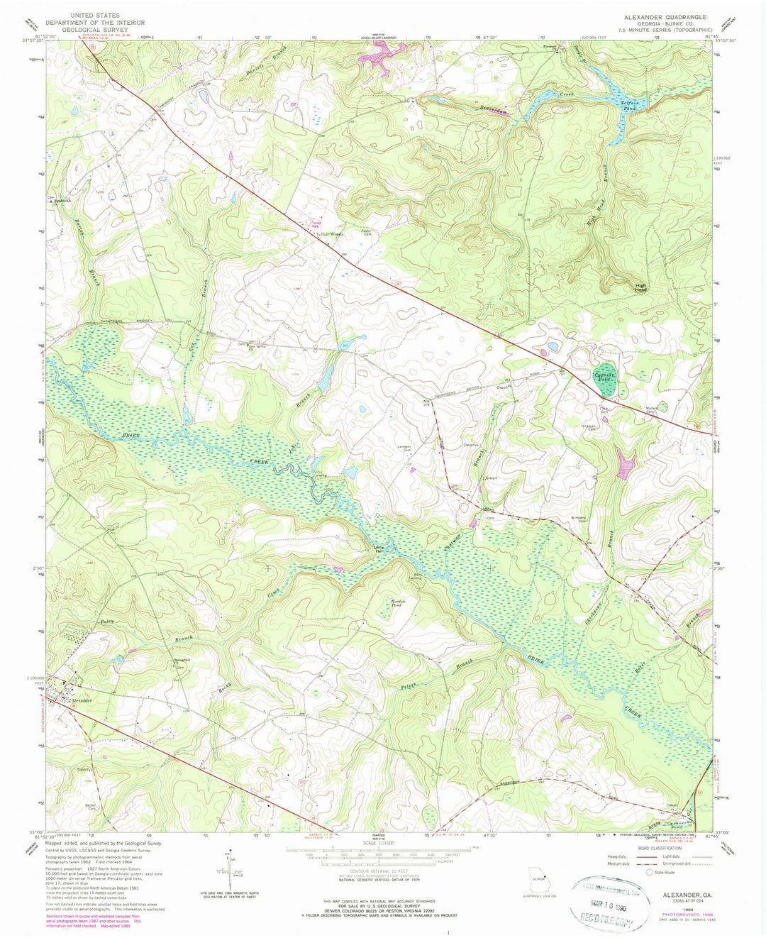1964 Alexander, GA - Georgia - USGS Topographic Map
