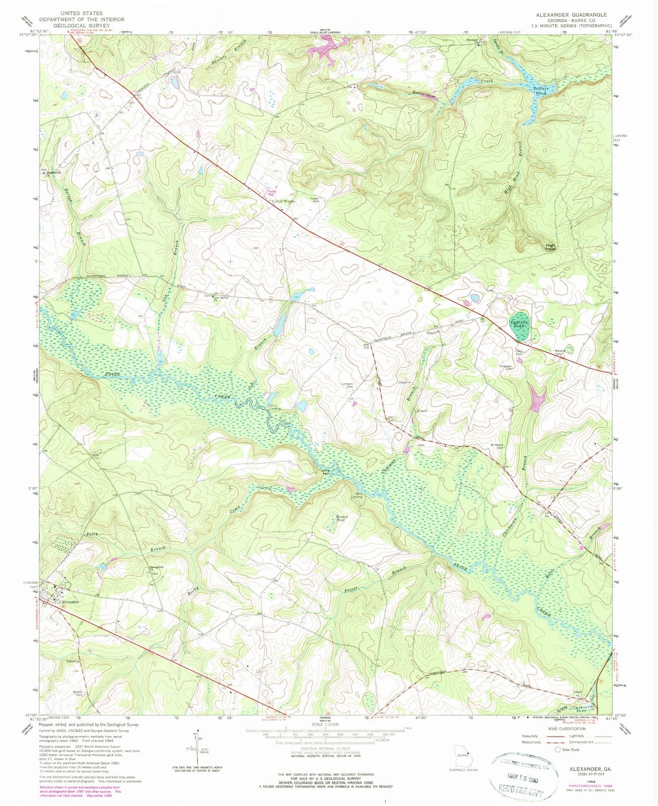 1964 Alexander, GA - Georgia - USGS Topographic Map