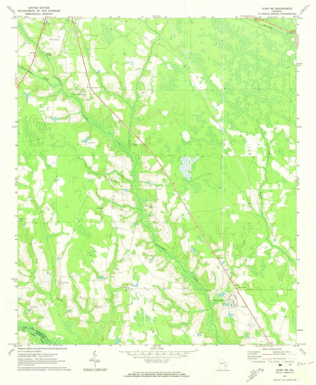 1971 Alma, GA - Georgia - USGS Topographic Map