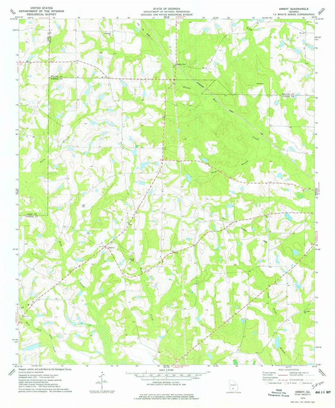 1974 Amboy, GA - Georgia - USGS Topographic Map