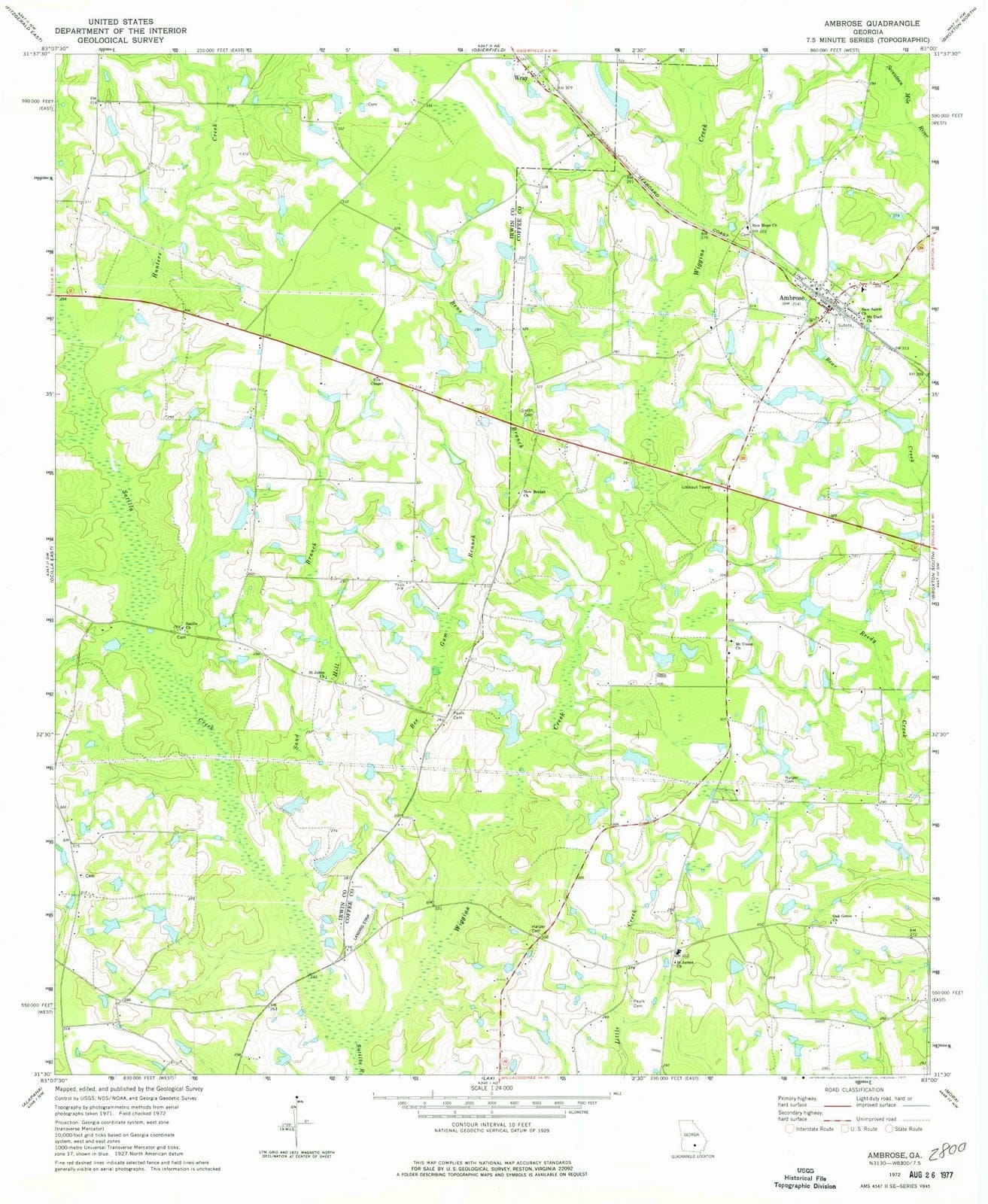 1972 Ambrose, GA - Georgia - USGS Topographic Map