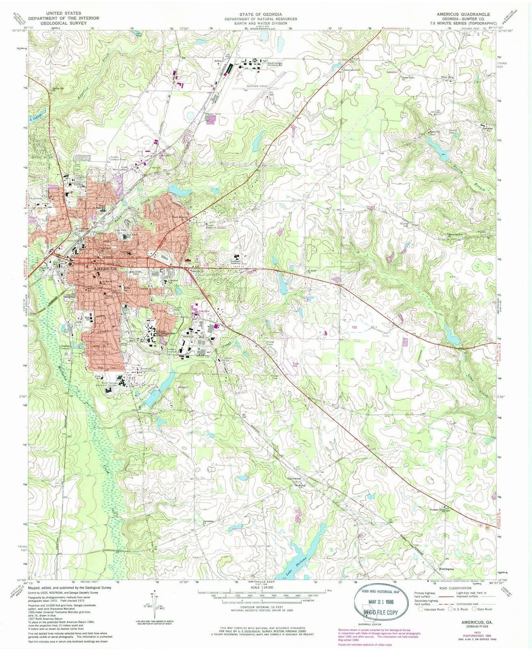 1973 Americus, GA - Georgia - USGS Topographic Map