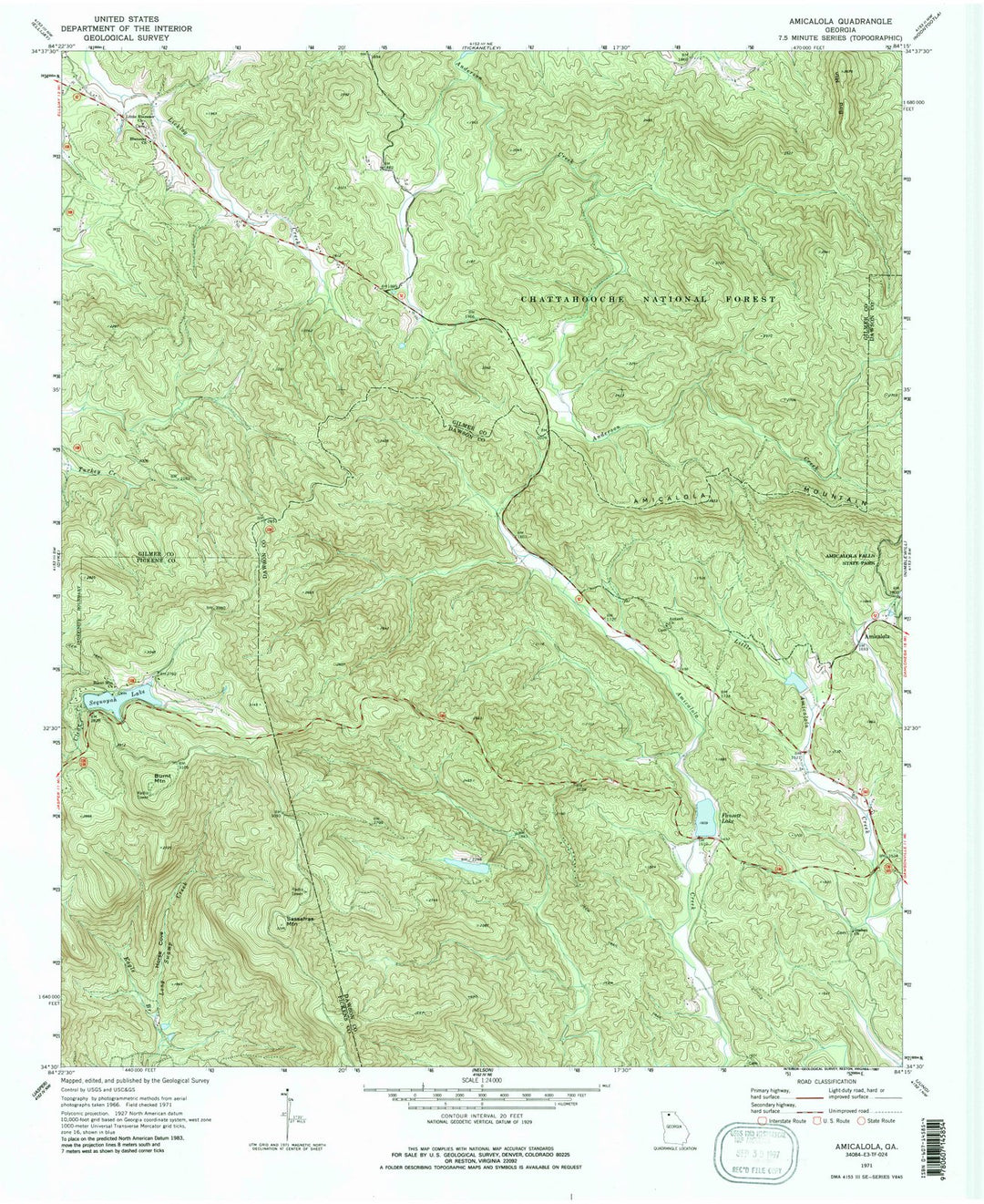1971 Amicalola, GA - Georgia - USGS Topographic Map