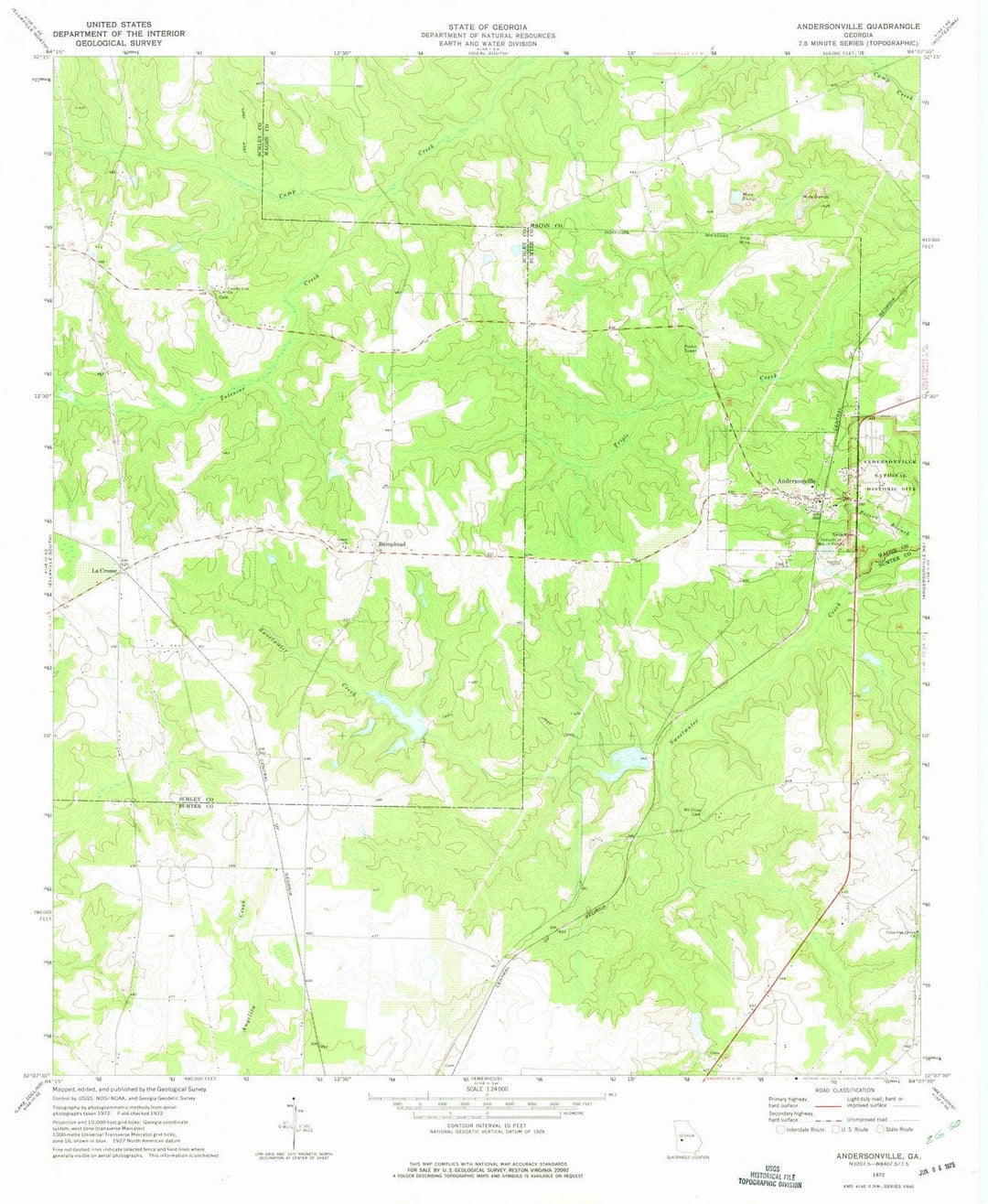1972 Andersonville, GA - Georgia - USGS Topographic Map
