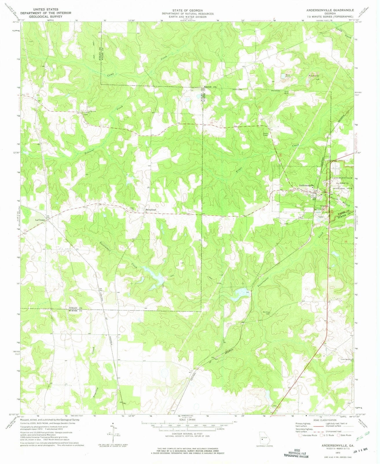 1972 Andersonville, GA - Georgia - USGS Topographic Map
