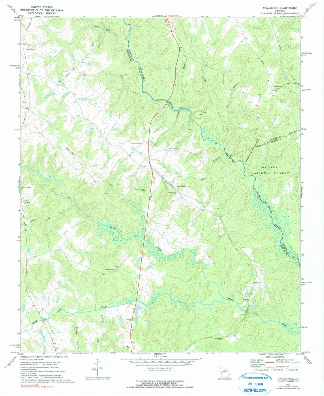 1972 Apalachee, GA - Georgia - USGS Topographic Map