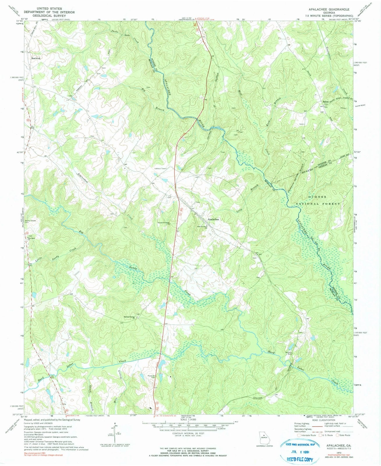 1972 Apalachee, GA - Georgia - USGS Topographic Map