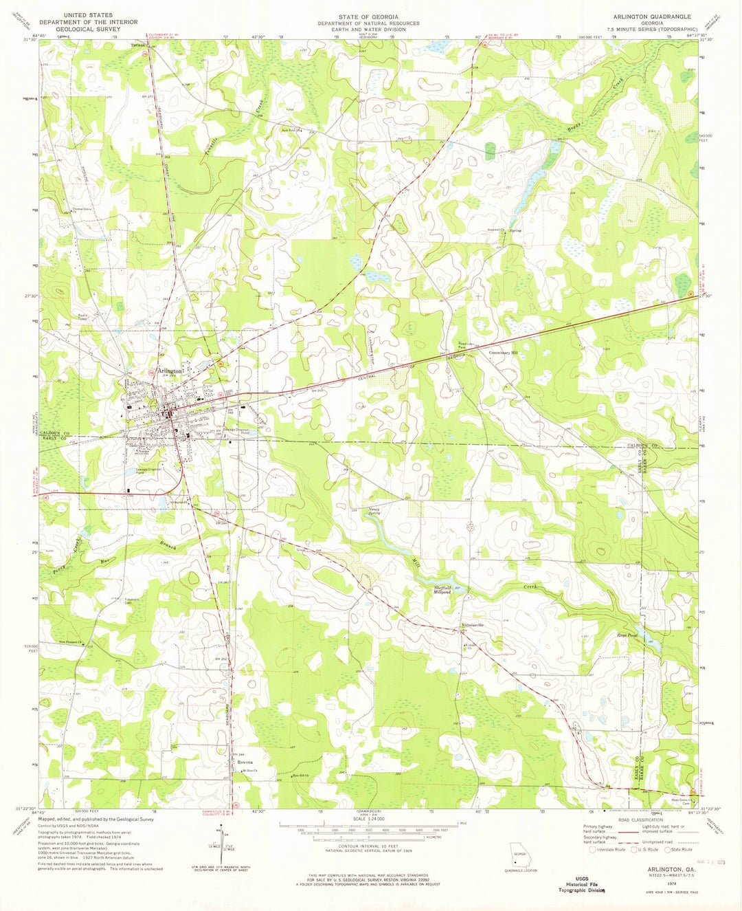 1974 Arlington, GA - Georgia - USGS Topographic Map