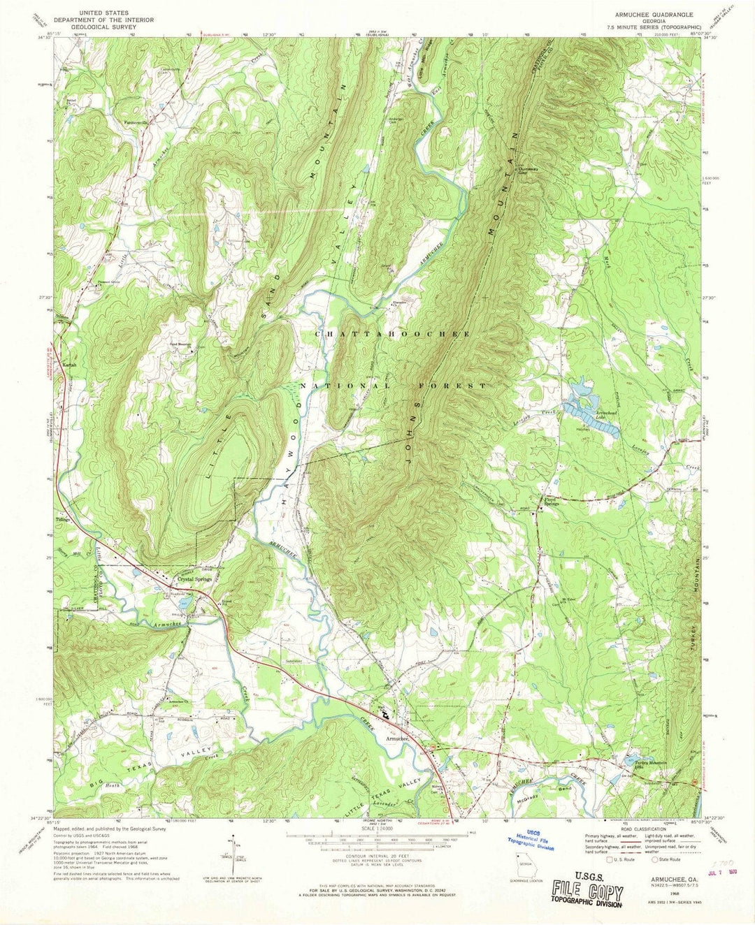 1968 Armuchee, GA - Georgia - USGS Topographic Map