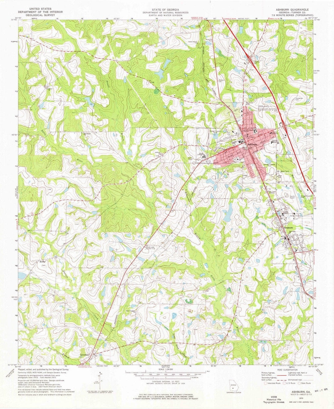 1973 Ashburn, GA - Georgia - USGS Topographic Map