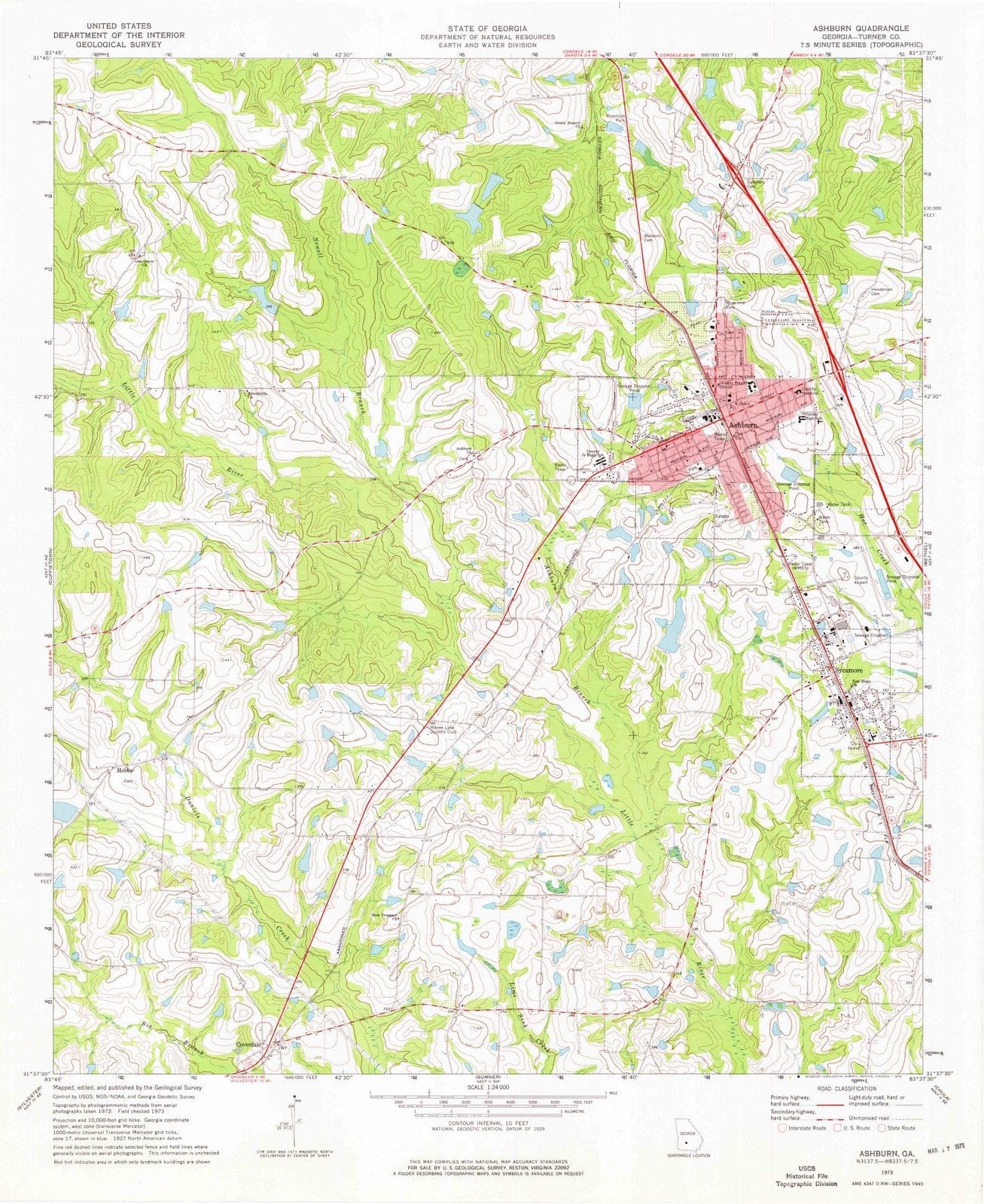 1973 Ashburn, GA - Georgia - USGS Topographic Map
