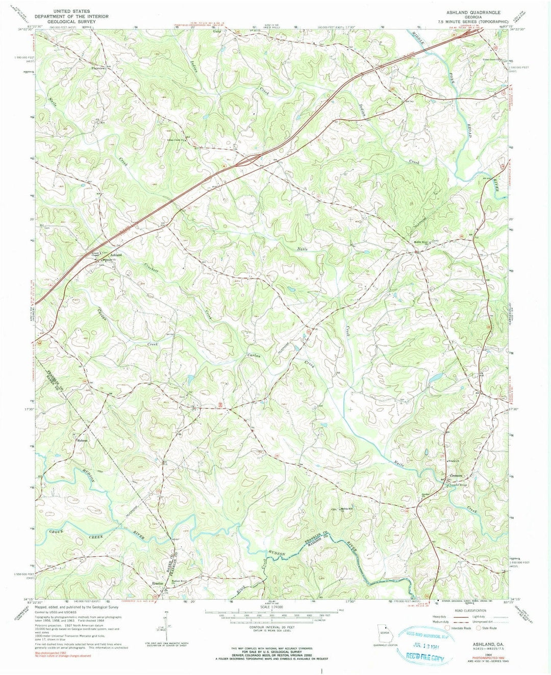 1964 Ashland, GA - Georgia - USGS Topographic Map
