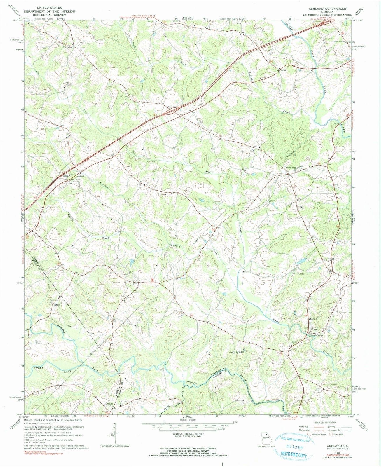 1964 Ashland, GA - Georgia - USGS Topographic Map