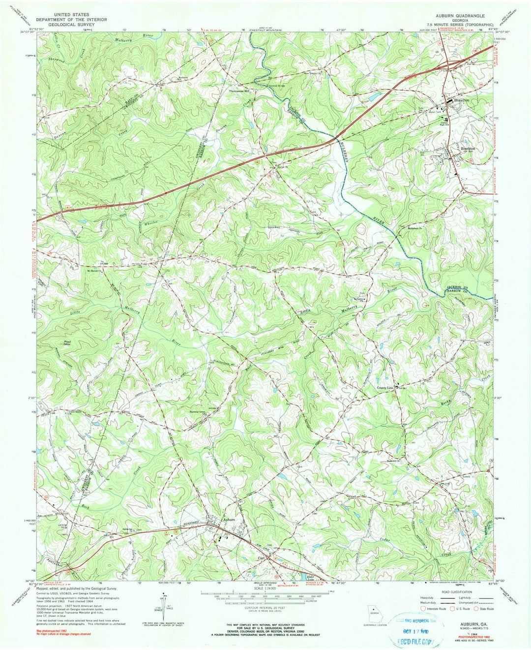 1964 Auburn, GA - Georgia - USGS Topographic Map