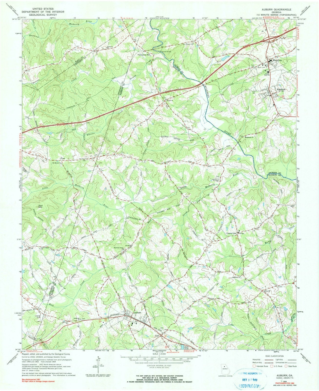 1964 Auburn, GA - Georgia - USGS Topographic Map