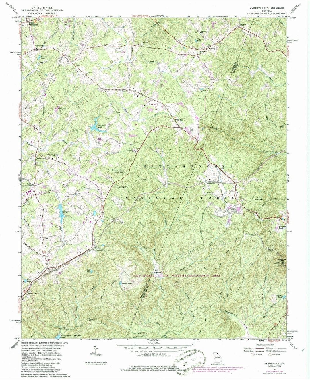 1964 Ayersville, GA - Georgia - USGS Topographic Map