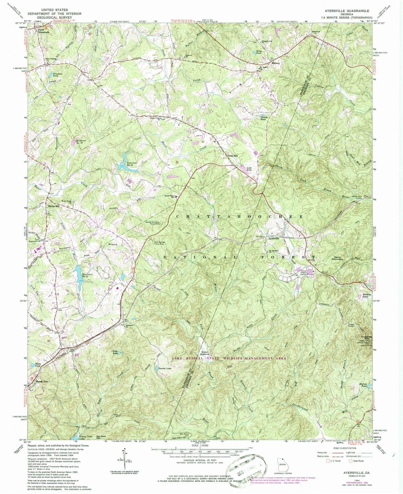 1964 Ayersville, GA - Georgia - USGS Topographic Map