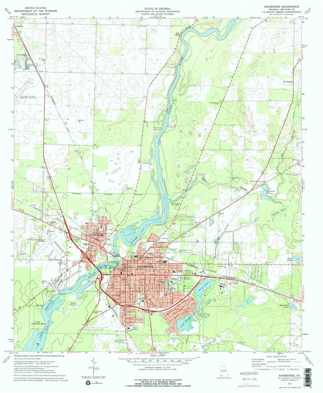 1974 Bainbridge, GA - Georgia - USGS Topographic Map