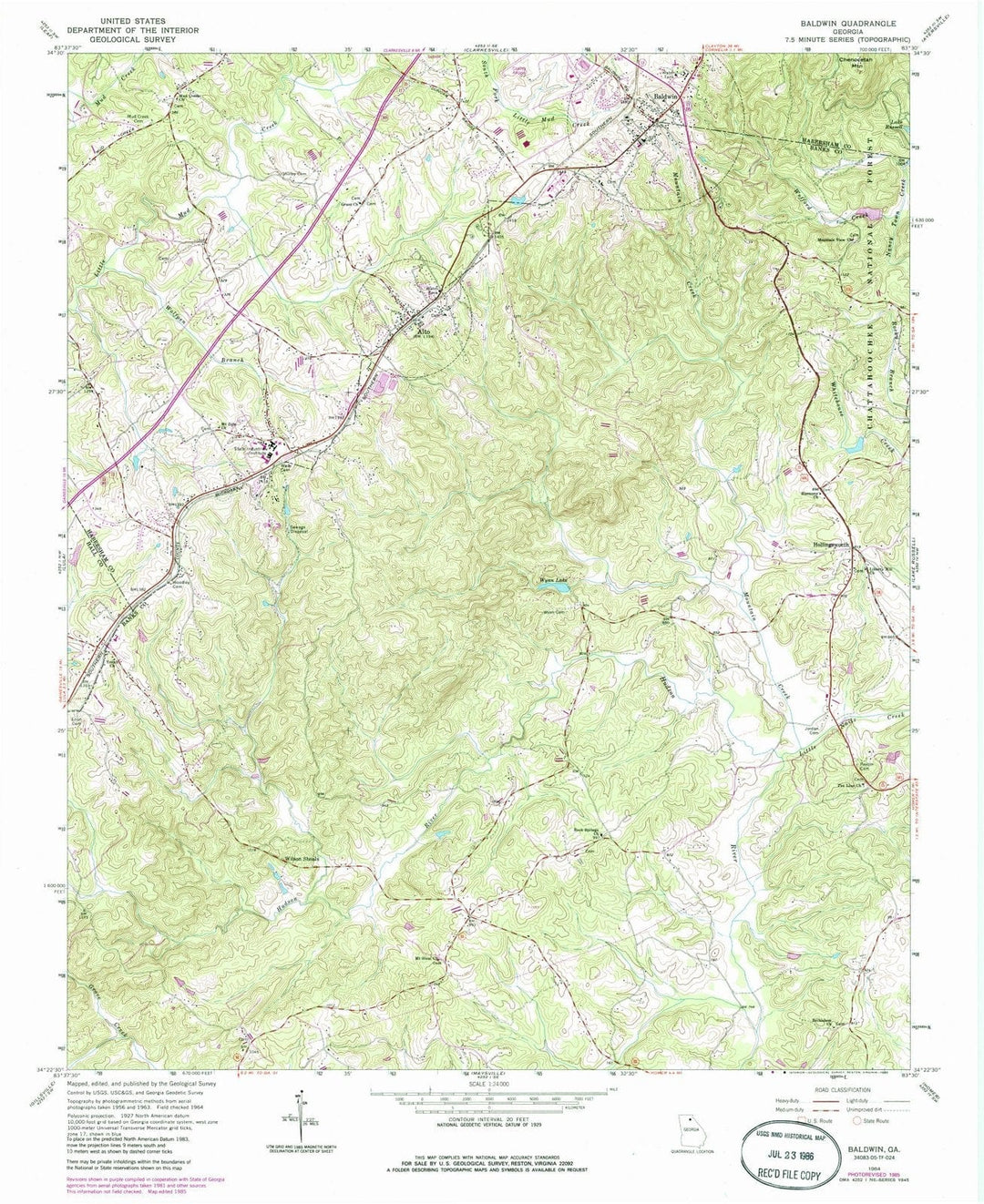 1964 Baldwin, GA - Georgia - USGS Topographic Map