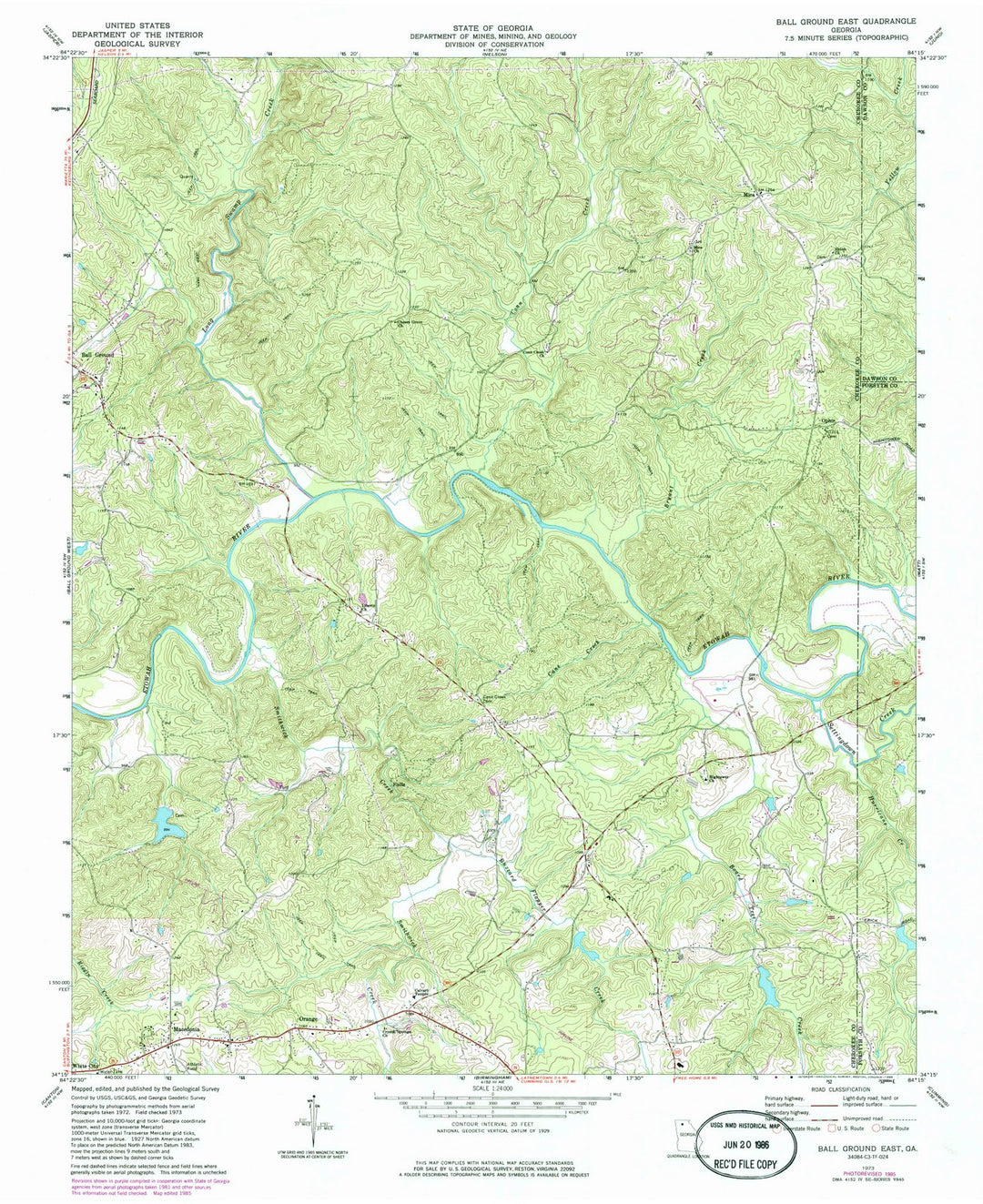 1973 Ball Ground East, GA - Georgia - USGS Topographic Map