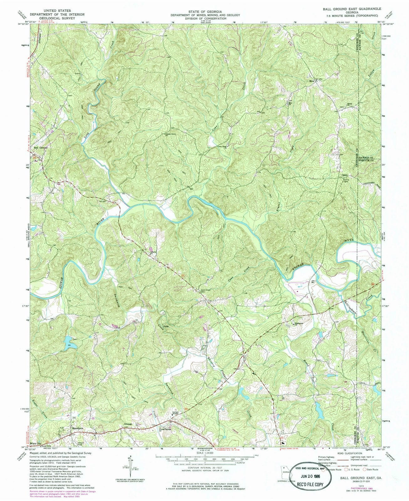 1973 Ball Ground East, GA - Georgia - USGS Topographic Map