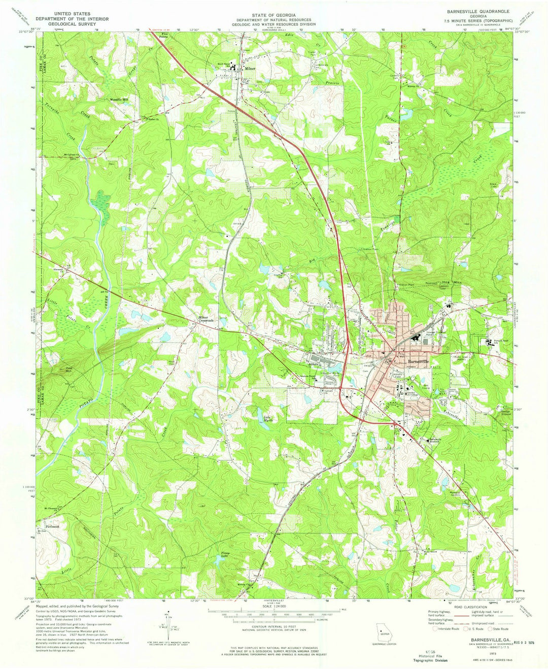 1973 Barnesville, GA - Georgia - USGS Topographic Map