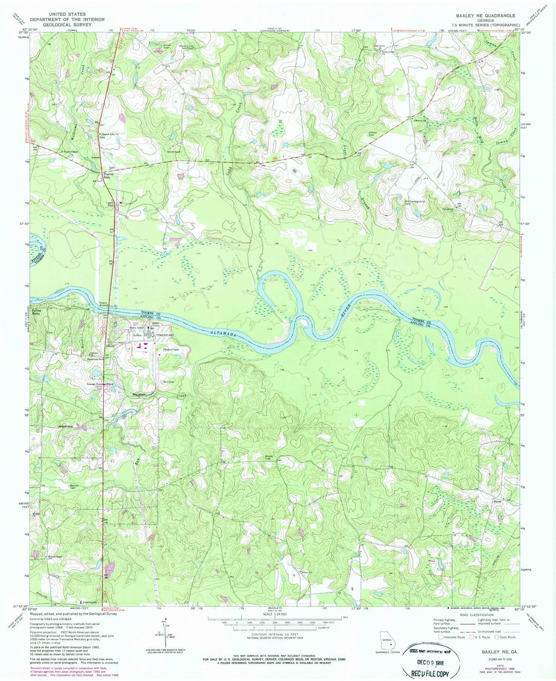 1970 Baxley, GA - Georgia - USGS Topographic Map