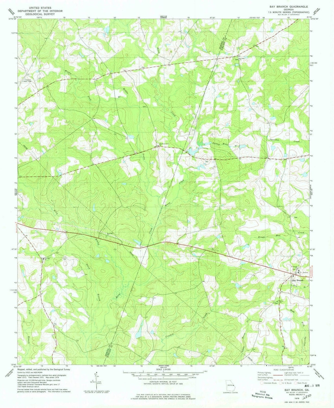 1978 Bay Branch, GA - Georgia - USGS Topographic Map