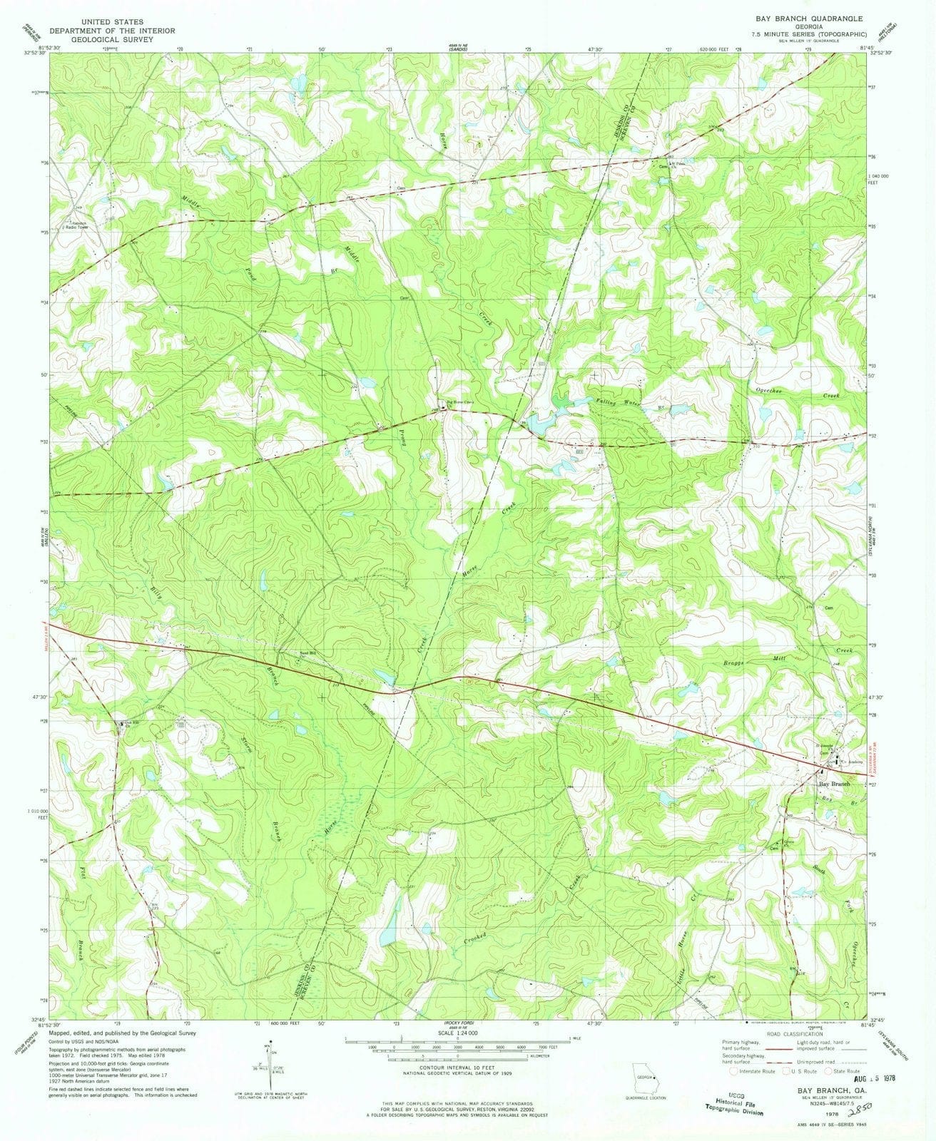 1978 Bay Branch, GA - Georgia - USGS Topographic Map