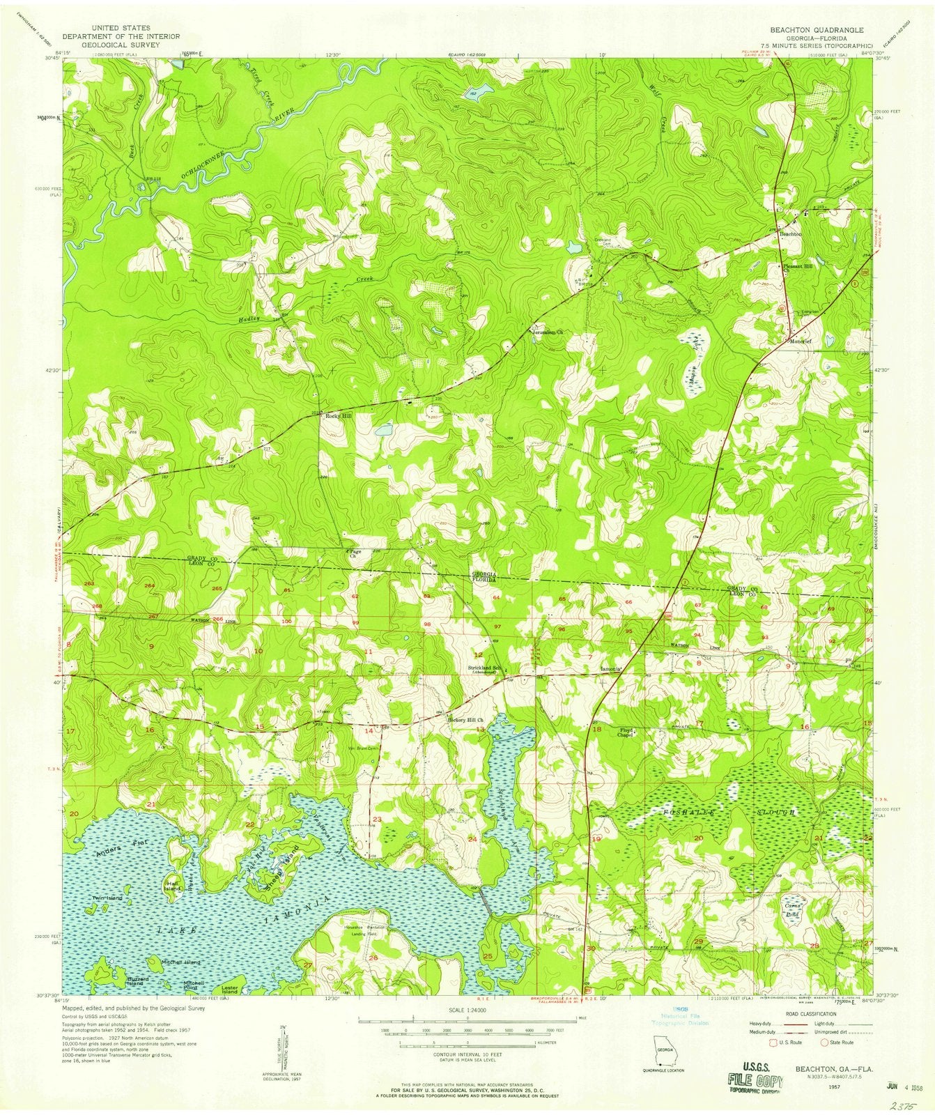 1957 Beachton, GA - Georgia - USGS Topographic Map