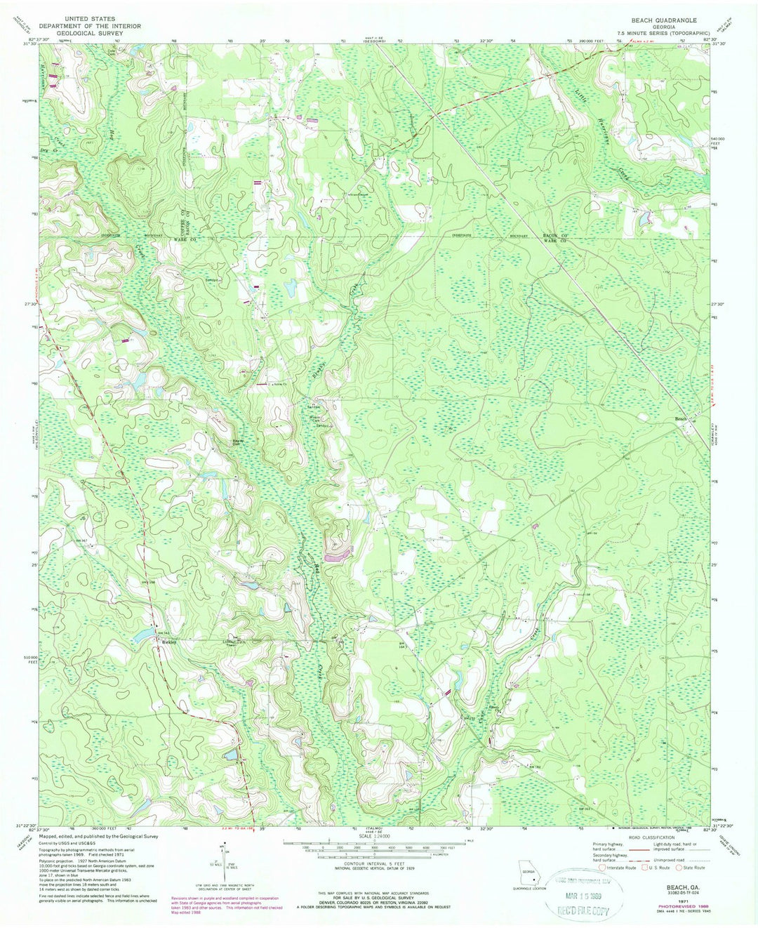 1971 Beach, GA - Georgia - USGS Topographic Map